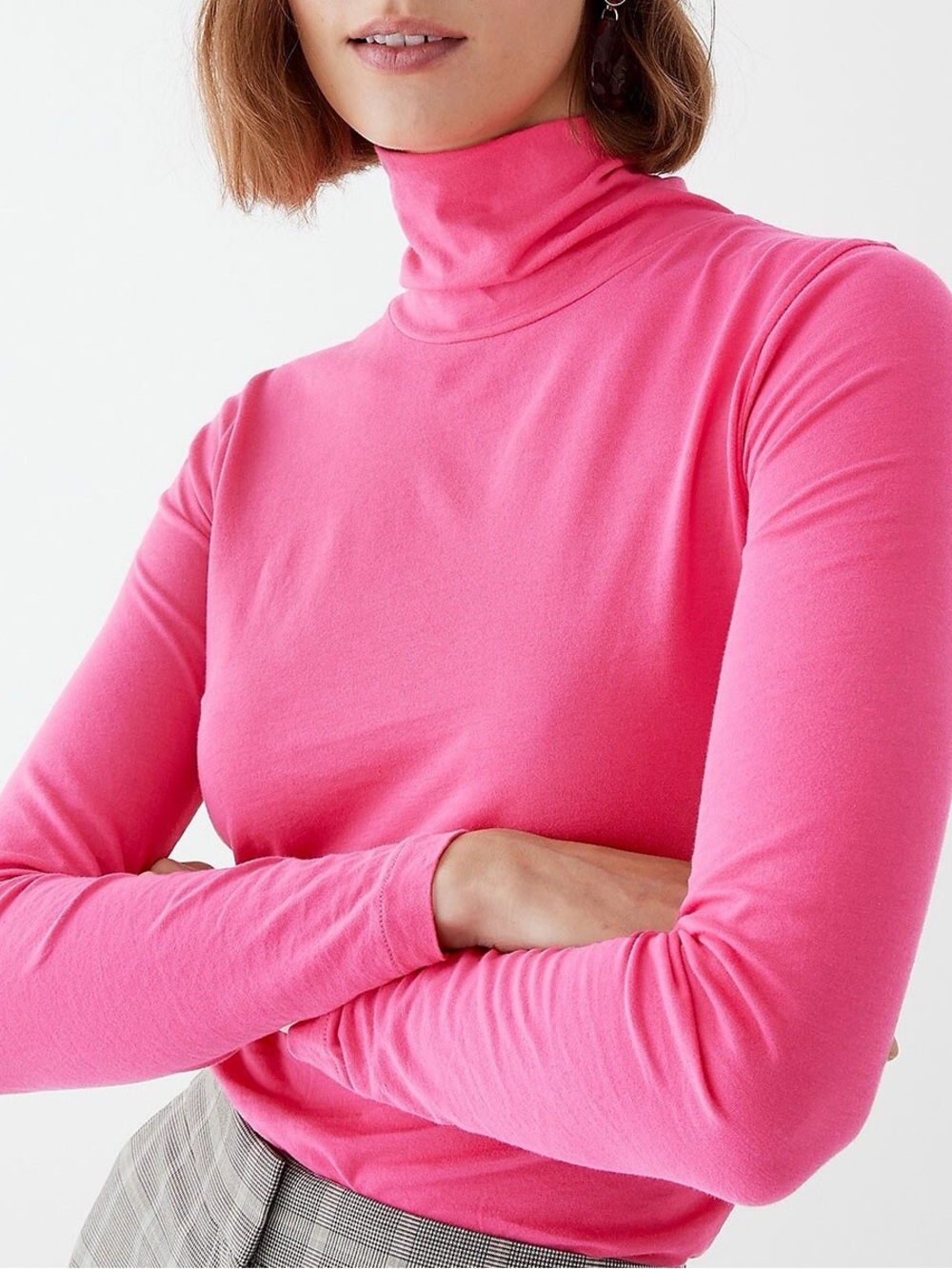 J Crew NWT Cotton Tissue Turtleneck in Sweet Fuchsia Pink